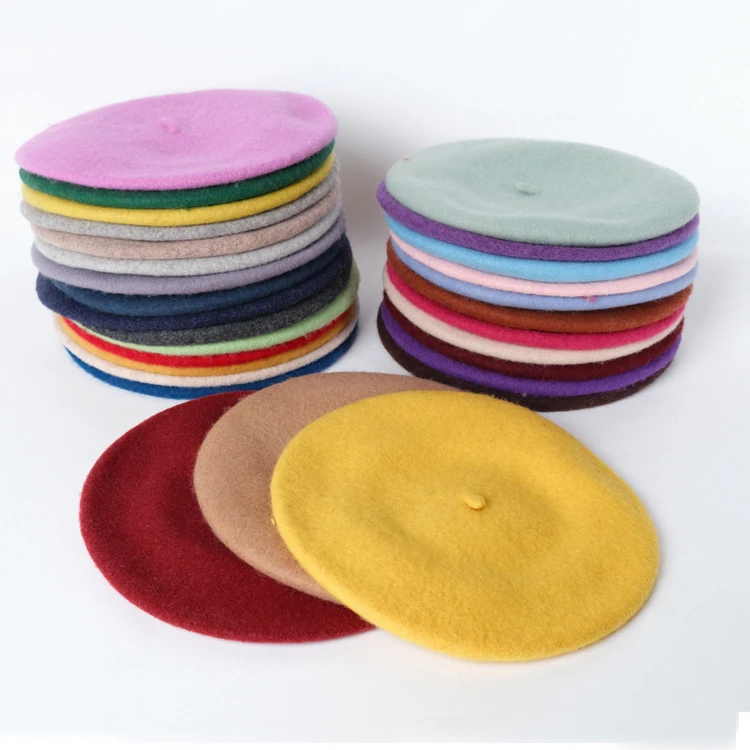 
 Модный трендовый женский шерстяной берет в стиле милитари с французским розовым логотипом  