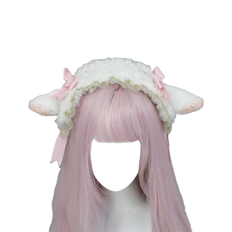 Lolita Sheep Ears Headband Plush Cosplay Anime Lamb Ears Headband