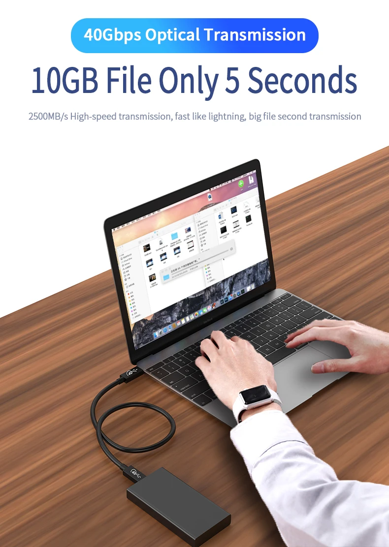 Dataroad USB4 Gen 3 100W E-mark PD data Type C to type c Fast Charge usb4 cable