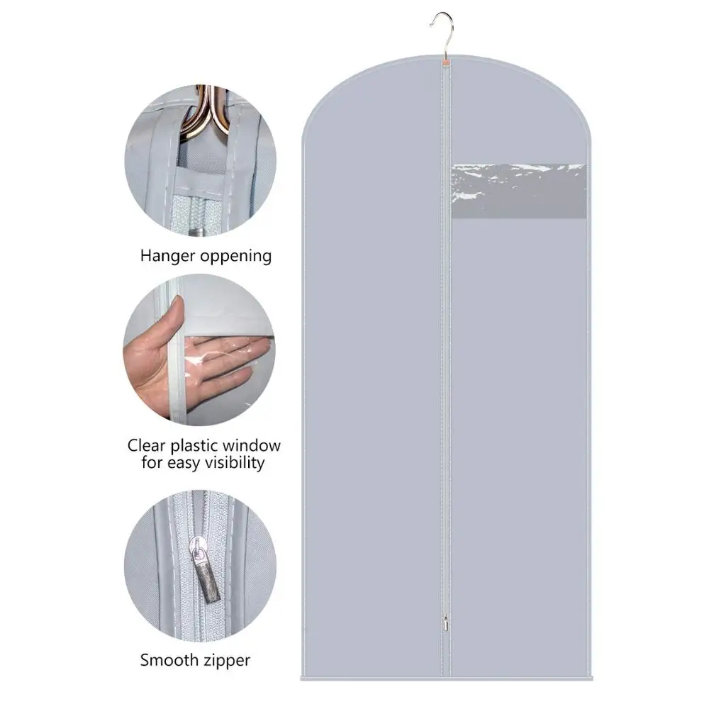 Dust-proof Mouldproof insect-resistant Light-grey  wedding dress cover bag suit bags with Zipper
