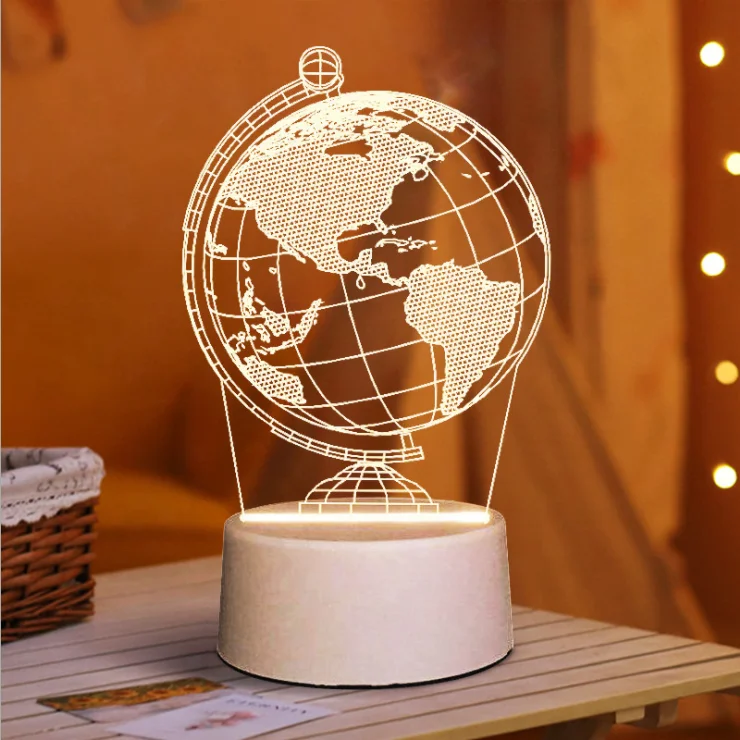 Biumart Creative 3D Illusion DIY Acrylic Table Desk Base USB LED Night Light For Children Kids Bedroom Living Room