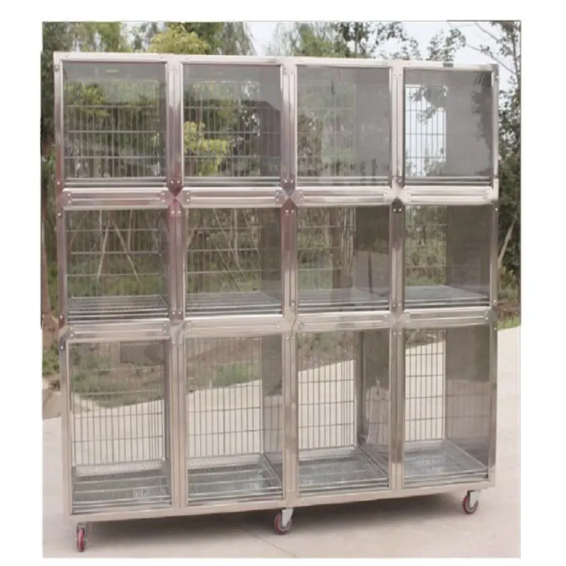 Pet Supplier Vet Animal Hospital Cage Combined Stainless Steel Veterinary Pet Cage for Animals Exhibition