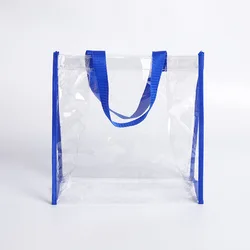 PVC Tote Bag Waterproof Shopping Bag High Transparency Clear Plastic Clear Tote Bag with Non Woven Edge