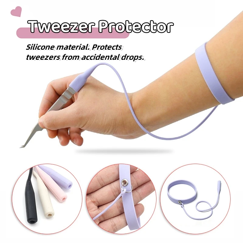 Jaunty Sky Anti-Fall Silicone Bracelet with Grafting Eyelash Tweezers Wrist Strap Protection Tool