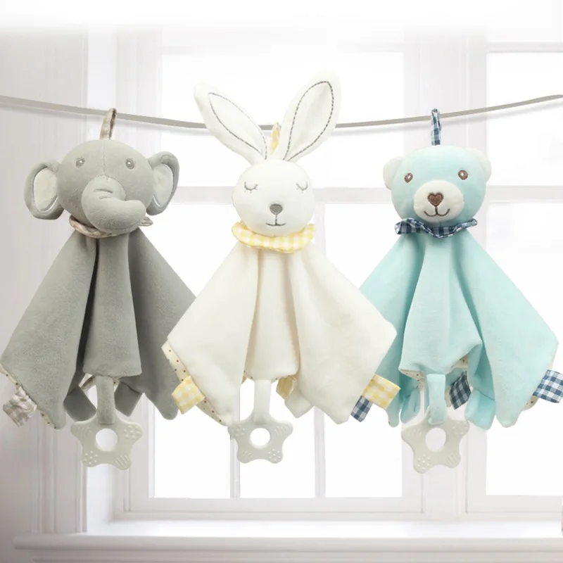 lovely bear bunny elephant Soft Baby Lovey Unisex plush toy animal security baby blanket with stuffed animal