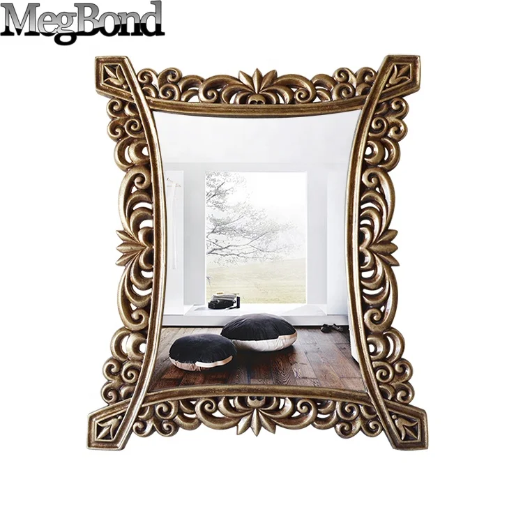 Resin vintage gold framed mirror in the bath
