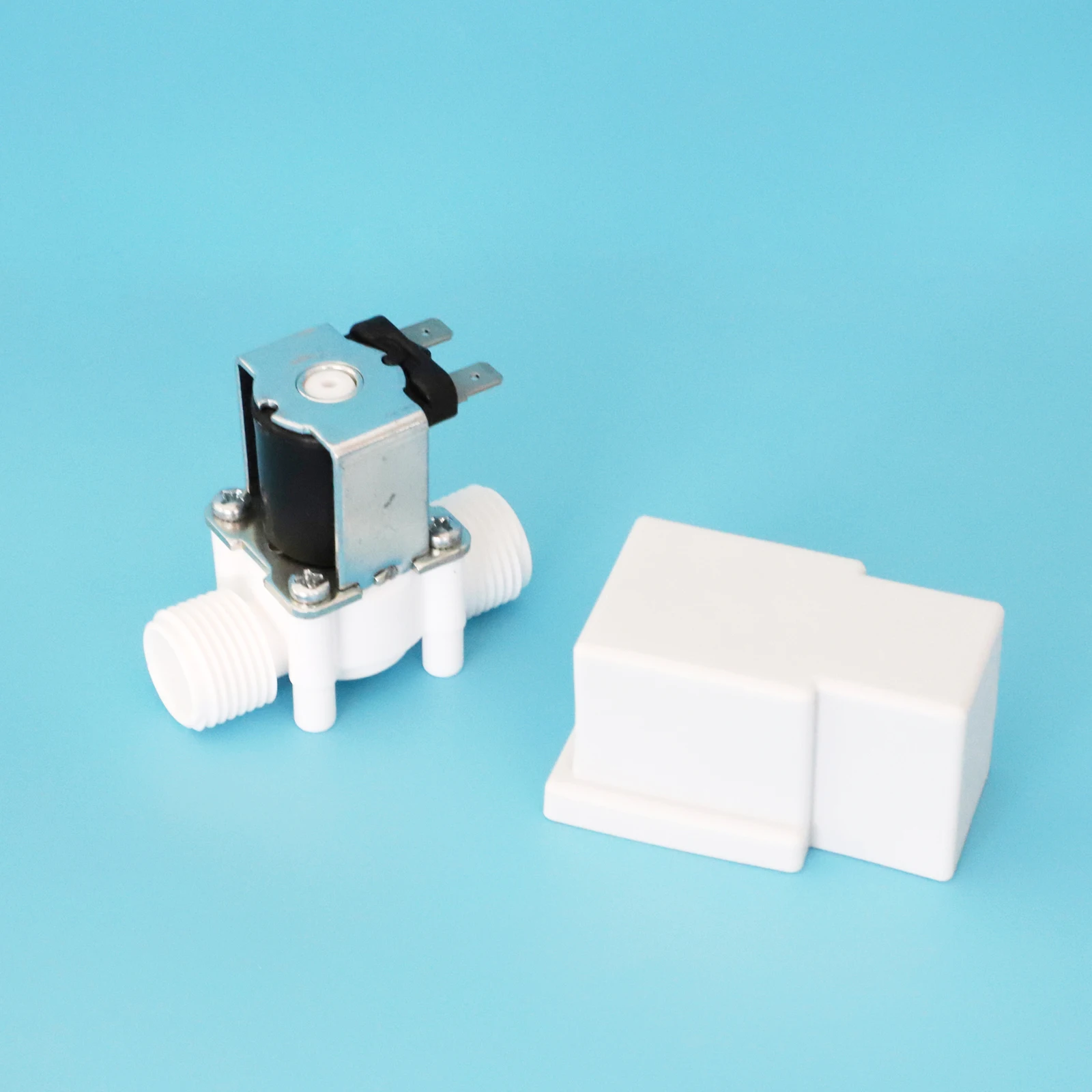 quality value mini white 0.8Mpa pressure nc water inlet Male thread 1/2 24v dc 12v solenoid normally close valve plastic water