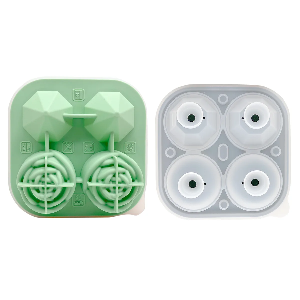 Diy Wholesale Custom 4 Cavity Silicone Ice Cube Trays Whiskey Rose Ice Ball Maker Mold With Lid
