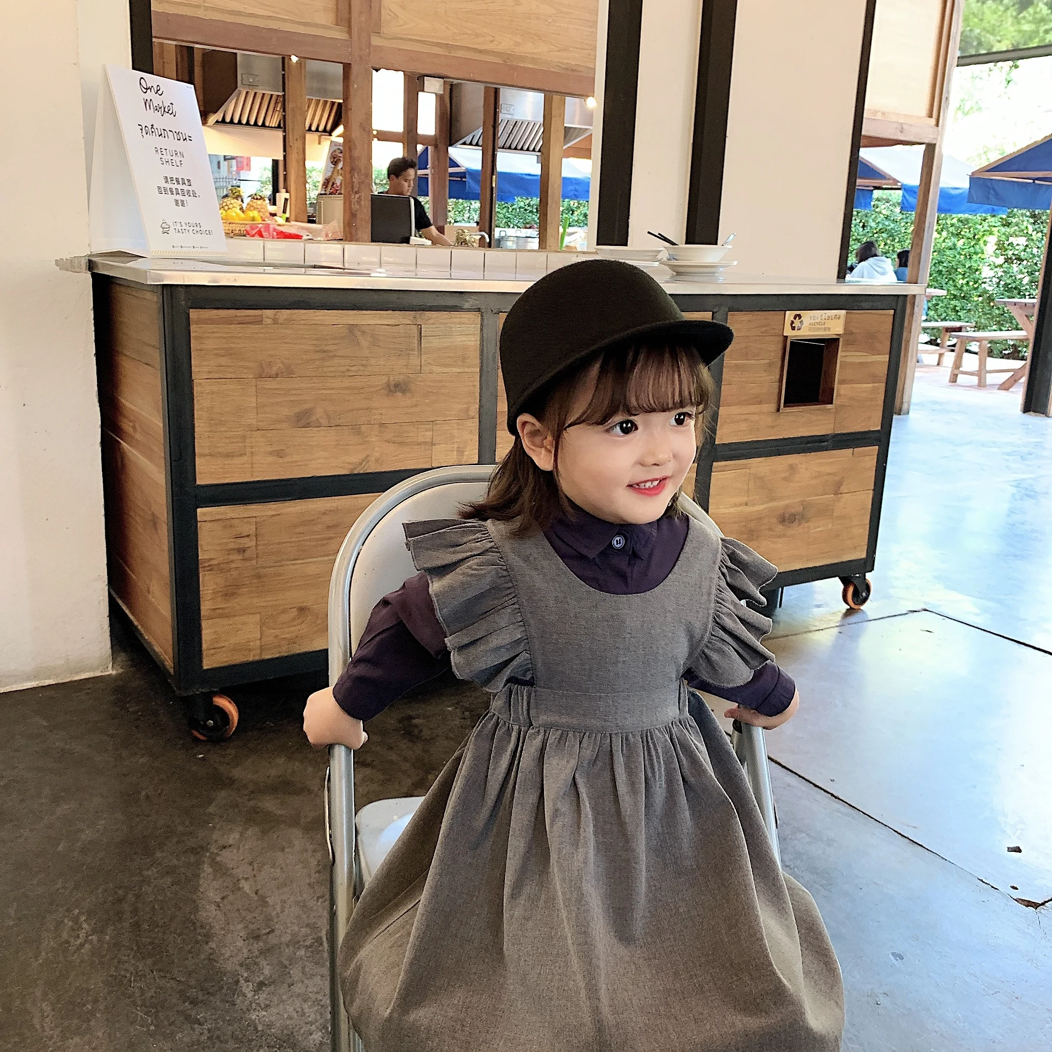 
6754 1-6 years old fashion baby kids clothes girl laciness strap dress 