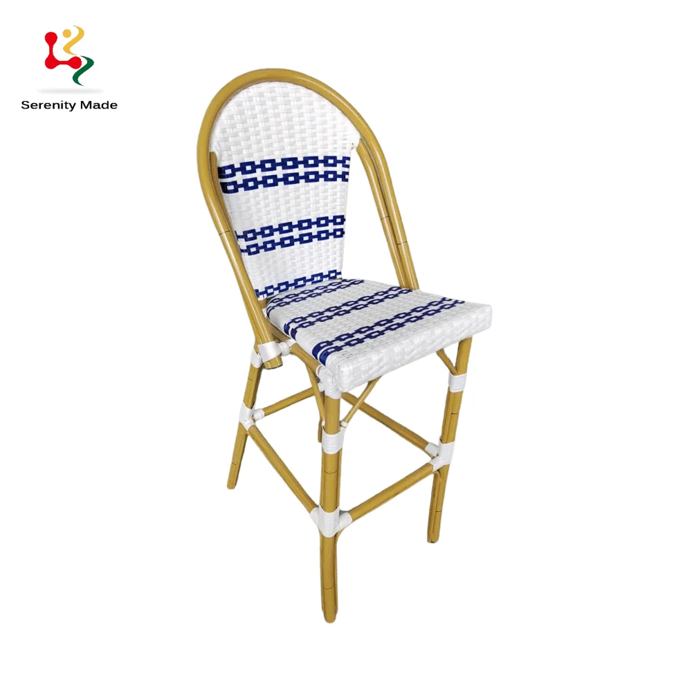 Hot sale outdoor french furniture cafe plastic bistro rattan bar counter stool