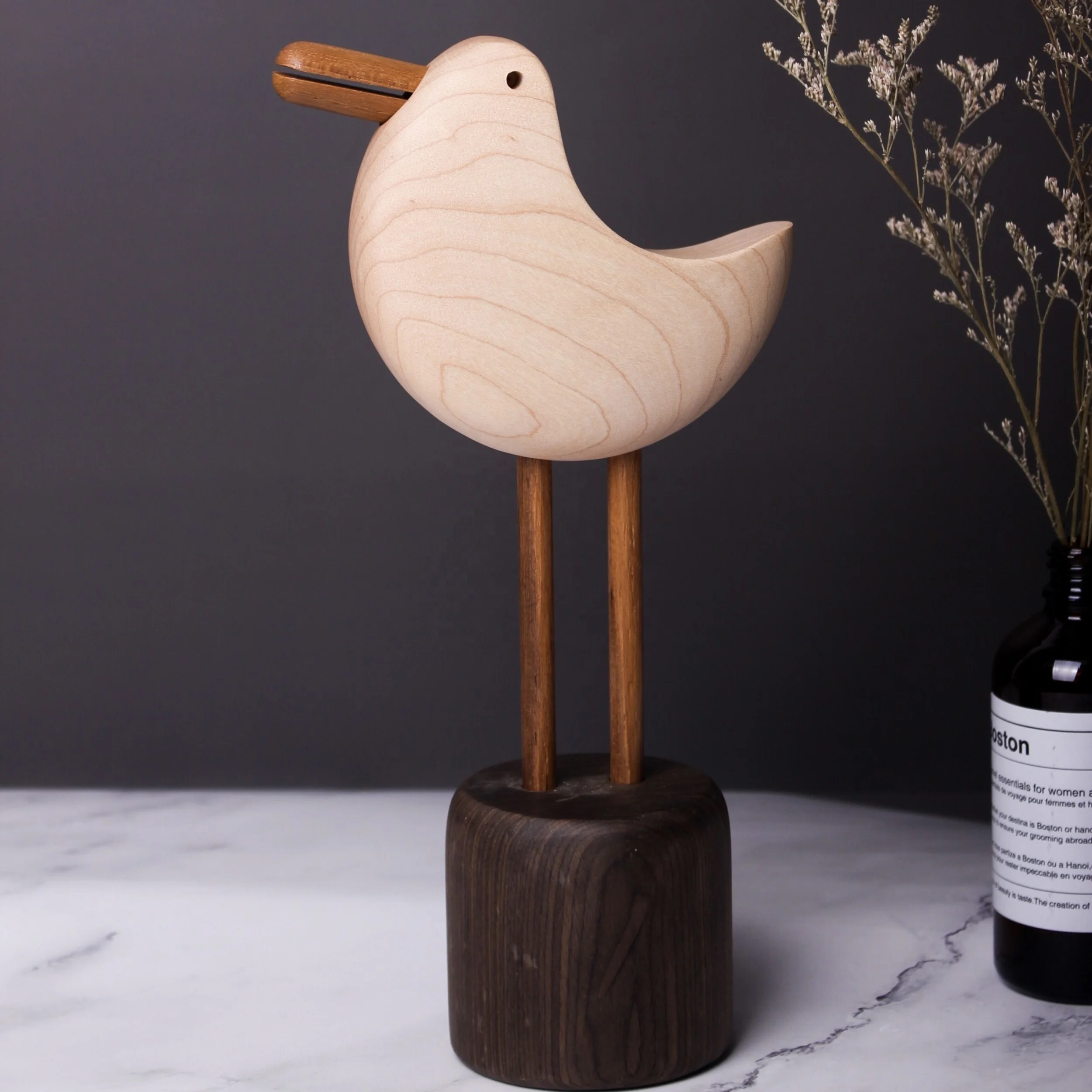 
Wood Craft seagull ornament Lovely animal shape products wood sculpture for room decoration 