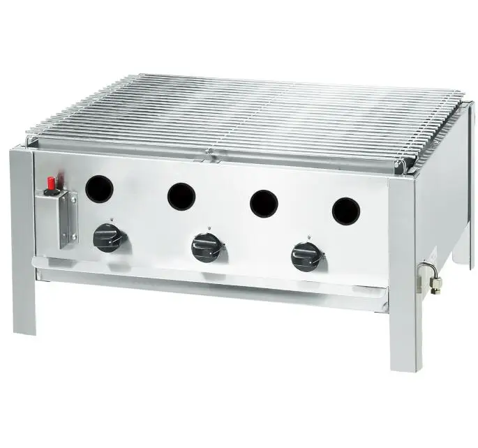 Three 3 burner Gas BBQ grill stove with trolley