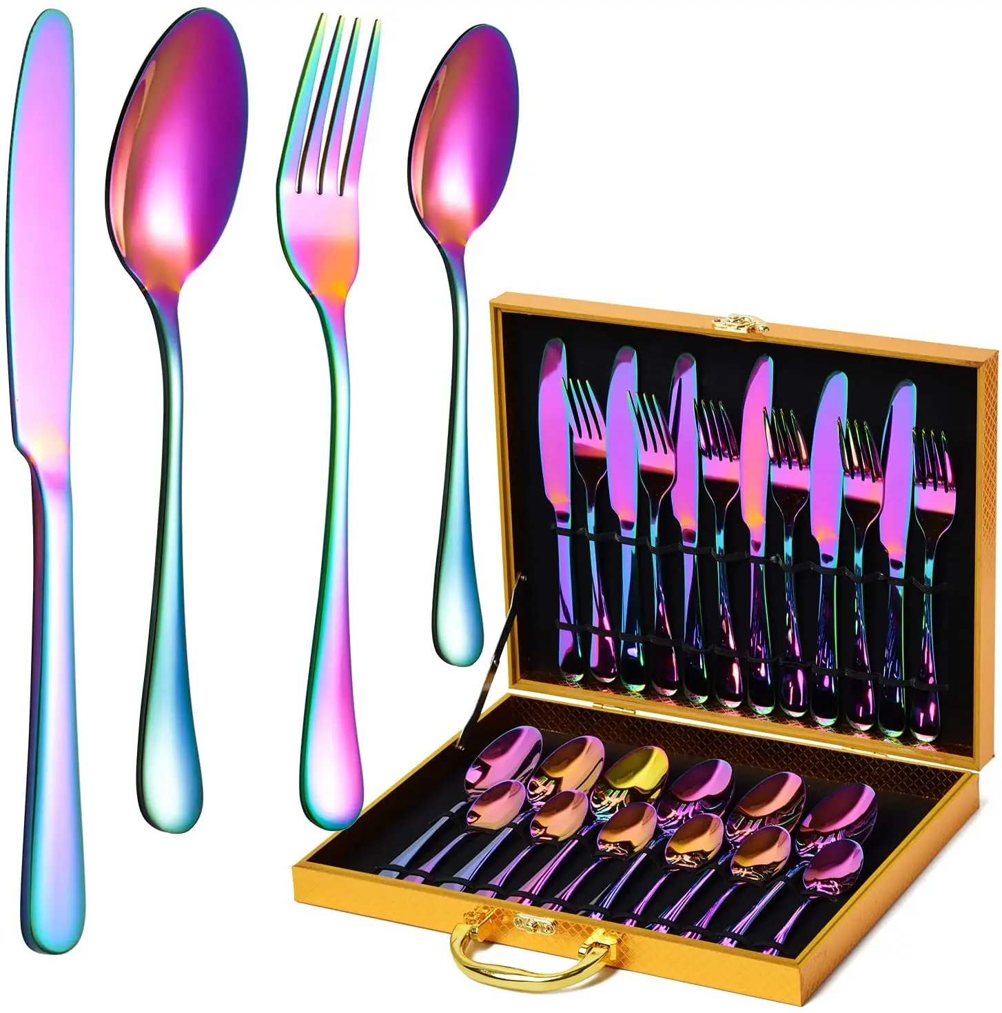 Factory 16/24PCS Wholesale Knife Fork and Spoon Set Gold Stainless Steel Silver Cutlery Set
