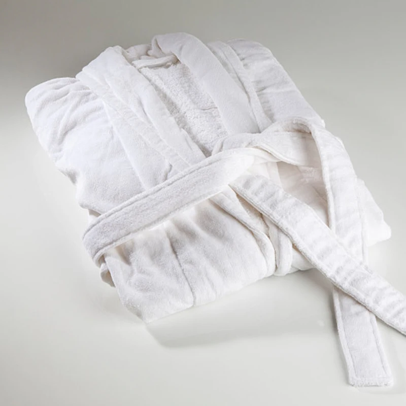 Hotel Customized Logo Luxury Piped Trim Spa Bath Robe 100% Cotton Waffle Bathrobe