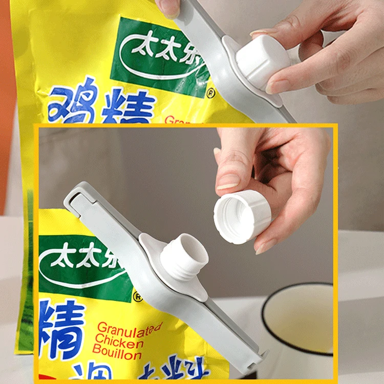 Snack Plastic Pour Clips Seal Storage Bag WIth Discharge Nozzle Household Double Opening Chip Bread Food Sealing Clip