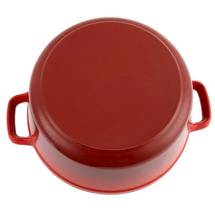 Cast iron 28cm red pot cast iron non-stick kitchen cookware for outdoor use Safe cast iron camping Dutch oven