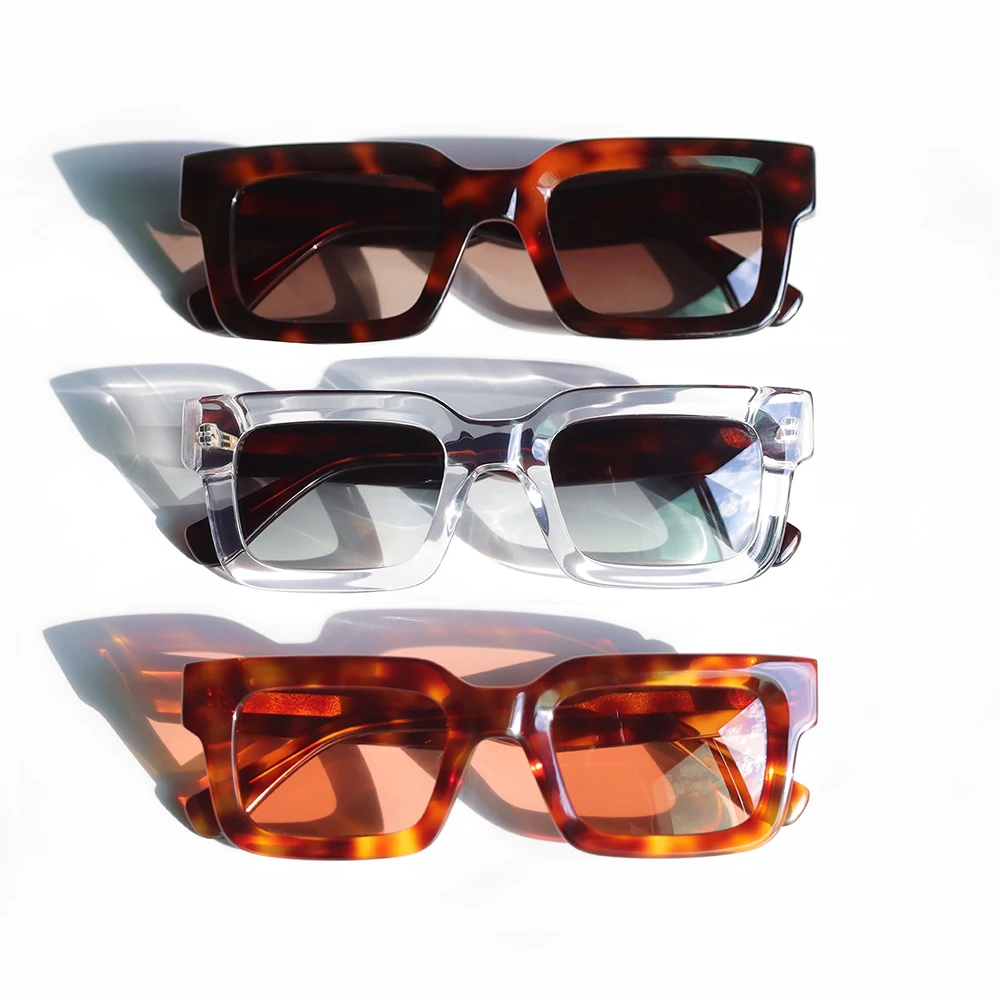 Benyi New Luxury Tortoise Shades Ladies Designer Brand Sunglasses Mens Fashion Square Handmade Mazzucchelli Acetate Sunglasses
