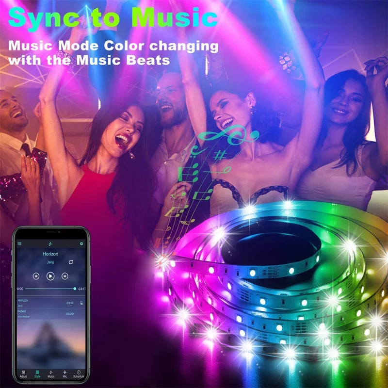 Alexa Tuya Google Home APP Remote Control Smart RGB Strip Light IP65 Waterproof WIFI Smart LED Strip WIFI LED Strip Light