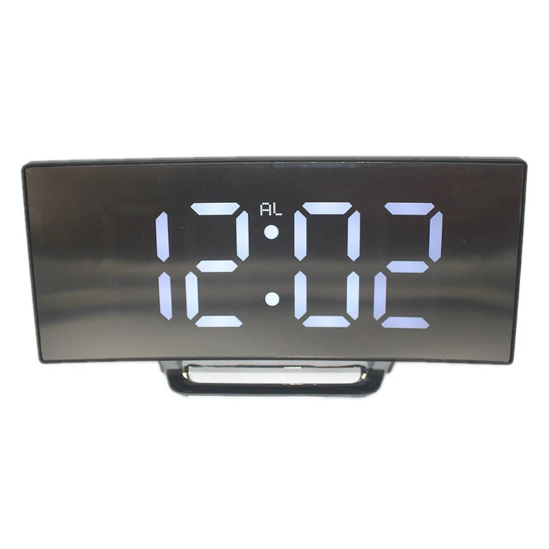 6507 Temperature Snooze Function Home Decoration desktop Clock Curved LED Screen Alarm Clocks for Kids