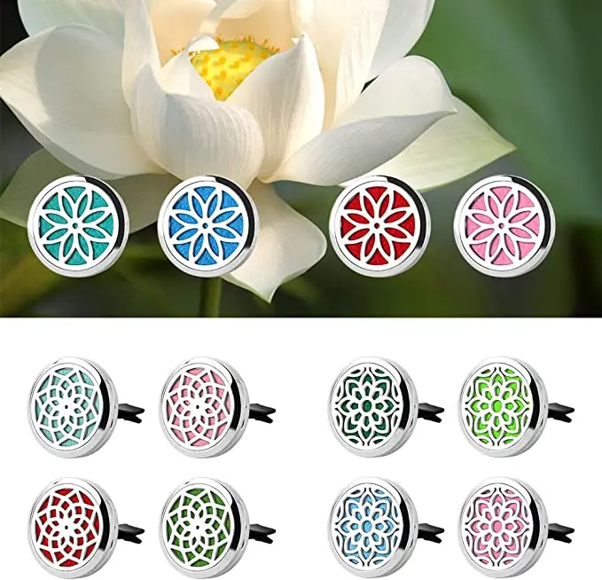 Лидер продаж Amazon автомобильный диффузор на заказ черное эфирное масло для ароматерапии медальон из нержавеющей стали подвесной освежитель воздуха