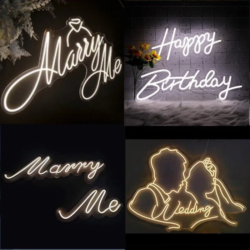 Pled Custom decor wedding marry me led sign acrylic board led outdoor neon sign logo with factory prices
