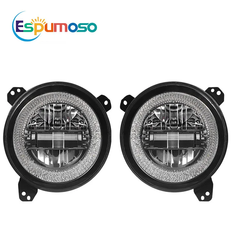 Round Car 9 Inch Led Headlights Halo Ring Angle Eye Driving Lights for Jeeps Offroad Truck XJ Wrangler Round Led Headlight 12V