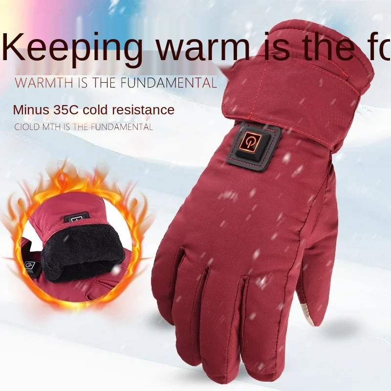 Женские открытые туфли Красного цвета, зарядку литиевого аккумулятора нагрева лыжные перчатки с электрическим подогревом обогревающие перчатки
