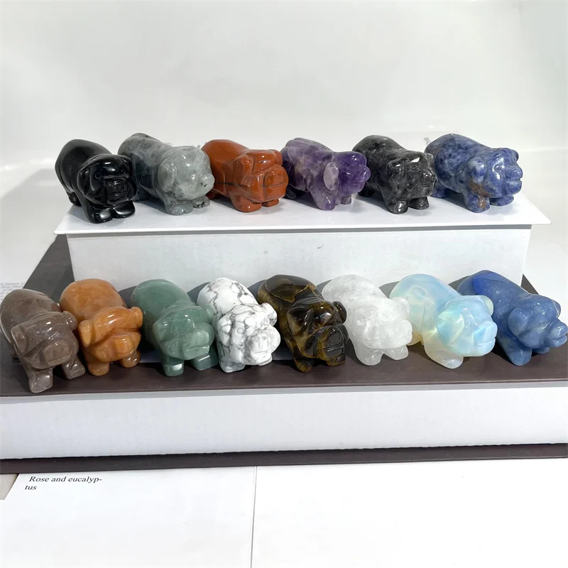 Wholesale Natural Healing  Carved Reiki  Pig Crystal Animal Crafts for Home Decoration