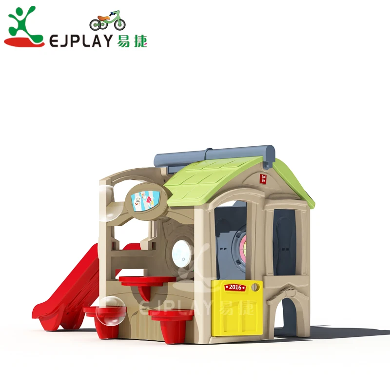 Plastic indoor and outdoor slide kids cafe play house home park garden play house slide toddler slides and climbers