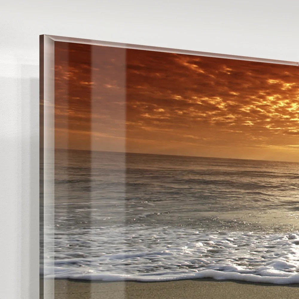 Hot Selling Sunrise Sea Landscape Painting Acrylic Art Prints Canvas Oil Painting Glass Wall Art for Home Decor.