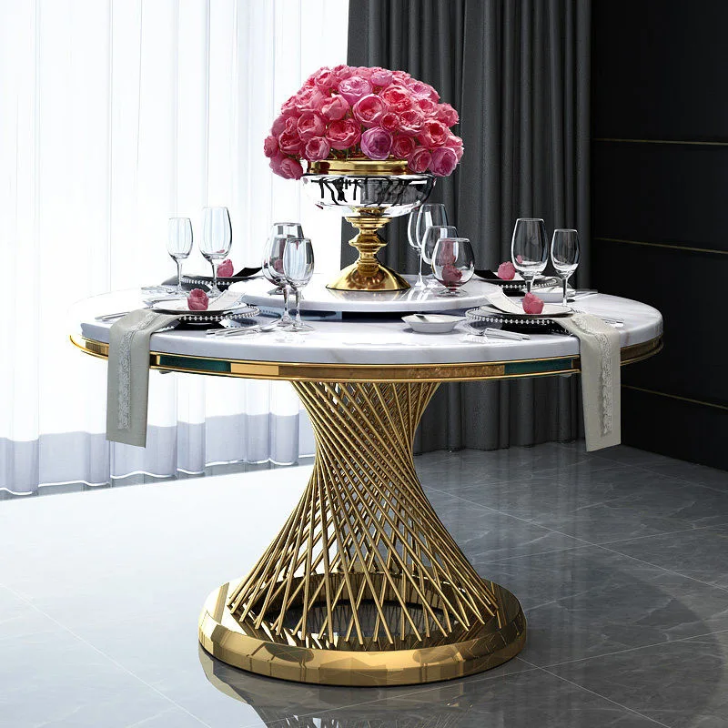 High class shining gold round marble bar night club table