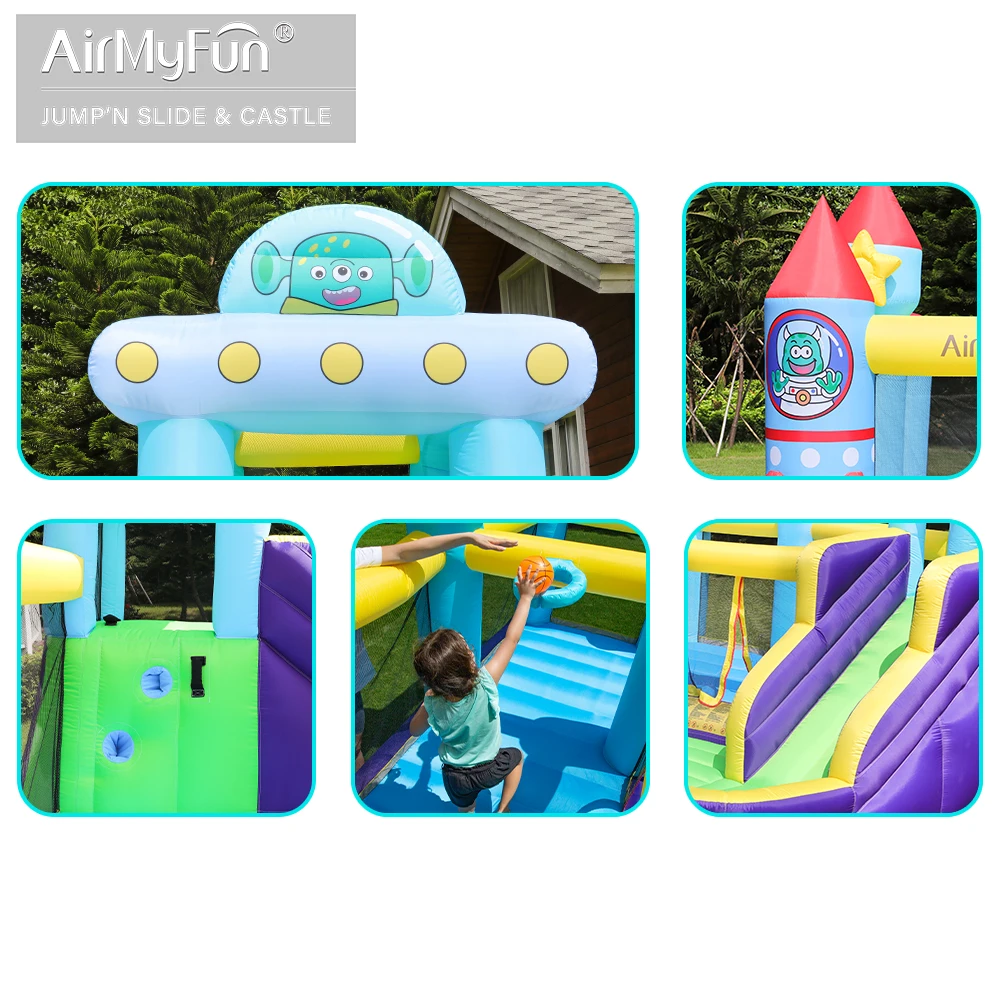 China Factory Outer Sky Rocket Bouncy House Castle Party Custom Inflatable Trampolines Slide For Children