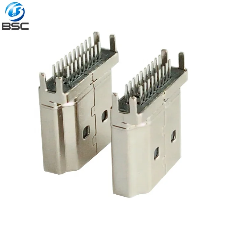 
Nickel Plated 19P Straddle Mounting Type A HD-MI High Definition Multimedia Interface Male SMT Connector for PCB 1.6mm Thickness 
