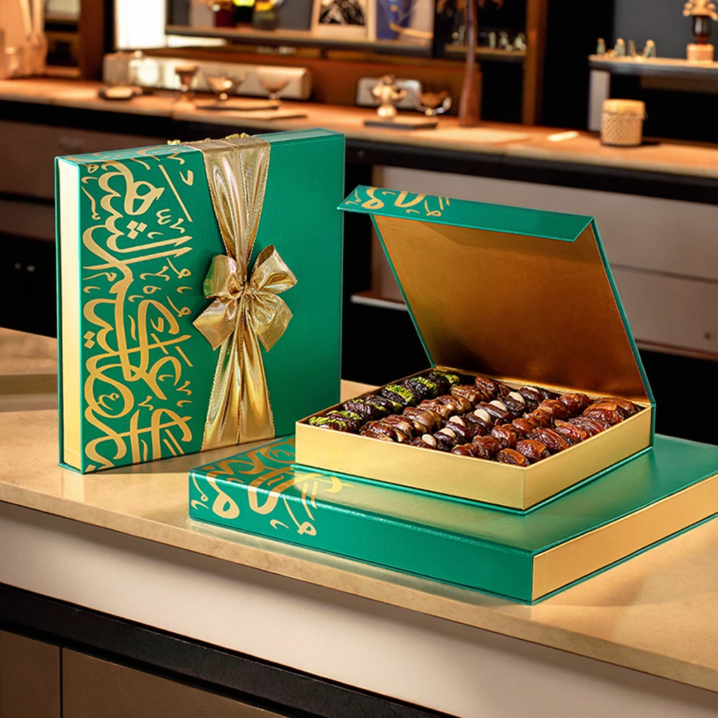 Luxury Custom Empty Cardboard Ramadan Date Packaging Chocolate Paper Box for Dates Packing