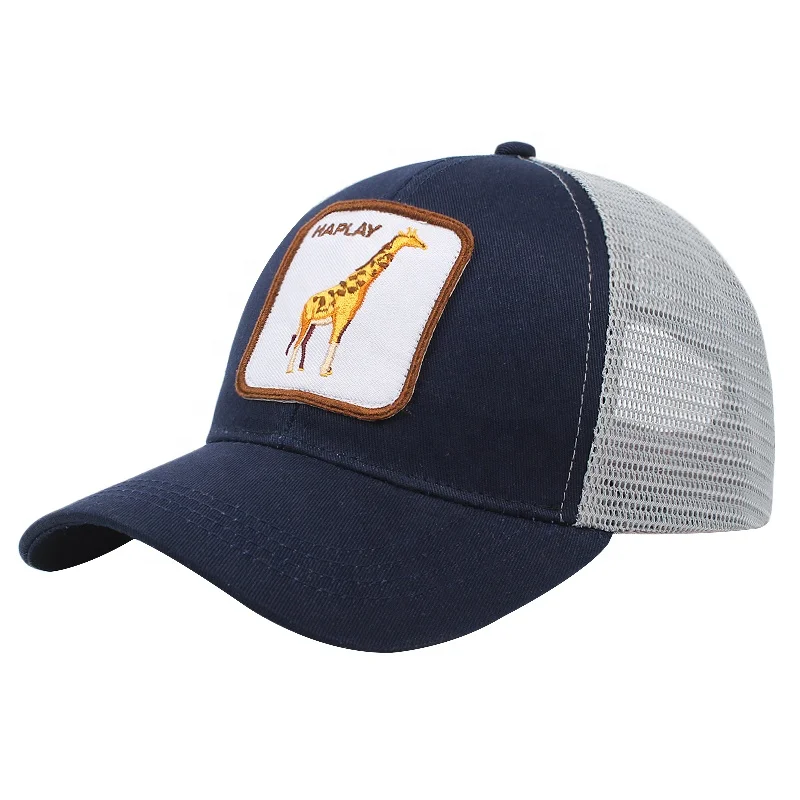 Unisex Animal embroidery Outdoor Cap men Structured mesh Back Trucker Cap