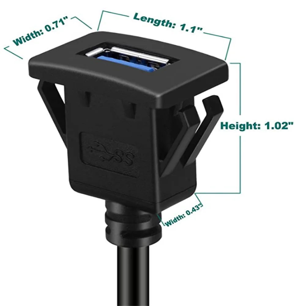  Квадратный Удлинительный кабель с одним портом USB 3 0 для монтажа на панели автомобиля грузовика лодки мотоцикла приборной