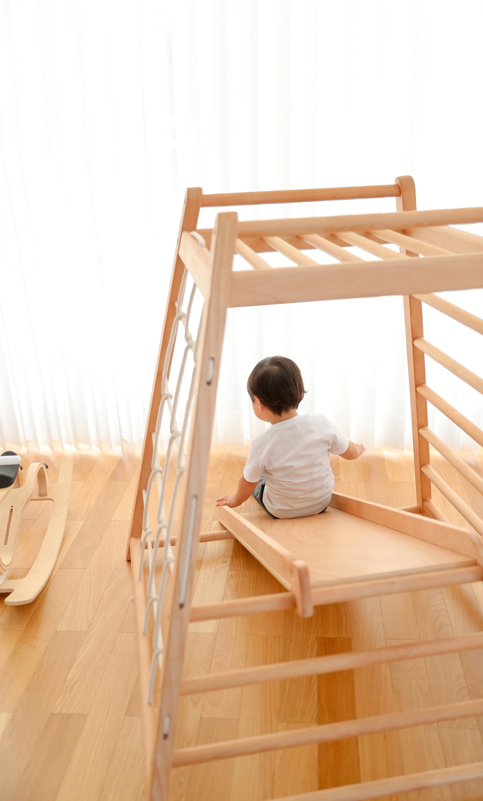 High Quality Multi-function Wooden Mall Indoor Playground Kids 3 in 1 Slide for Home