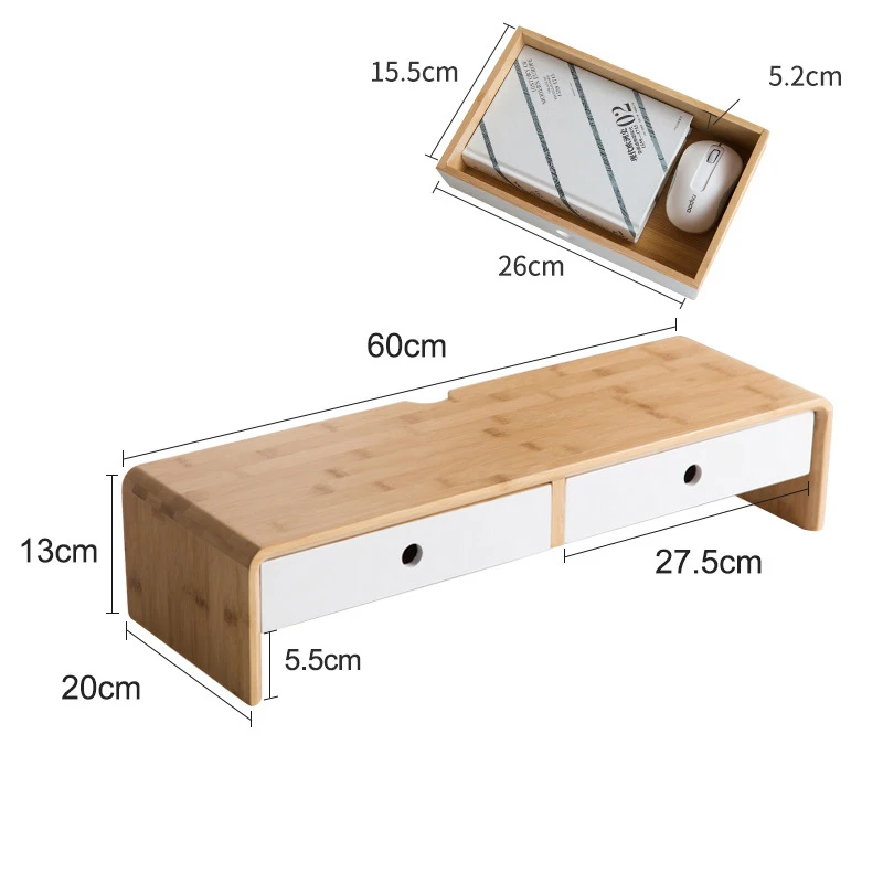 
Home and office multiple bamboo desk tabletop organizer computer monitor riser stand 