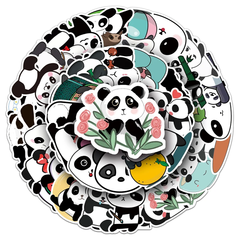 50Pcs Factory Direct Sales Popular Animal Panda Stickers Cute Animal Cartoon Stickers