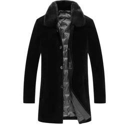 Wholesale Natural Sheep Fur Coat Custom Winter Warm Long Fur Coat Classic Style Luxury Mens Fur Coats