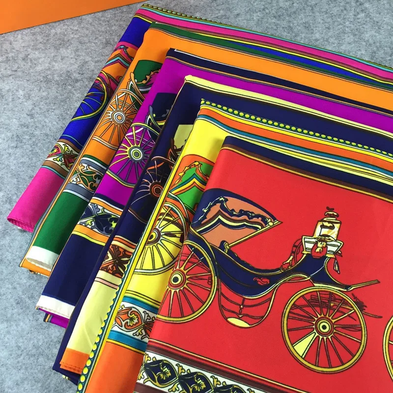 Высококачественные шелковые шарфы, женский Шелковый квадратный шарф с принтом в виде коляски, шелковый шарф размера 140