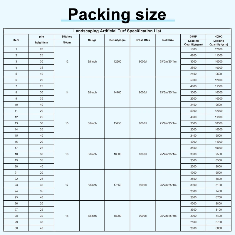 Gacci 15 20 25 35mm Carpet Fake Turf Artificial Grass For Football Stadium Field