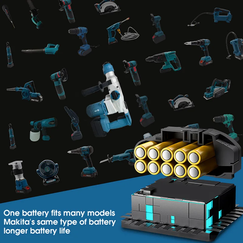 HENGLAI Brushless cordless hammer battery charger power tools drill rechargeable for