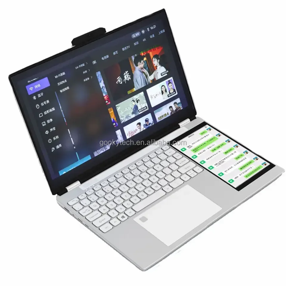 New Business Laptop 15.6+7 inch laptop computer Dual Touch Screen Win 10 Intel N95 Backlight Keyboard Double Screen Laptop
