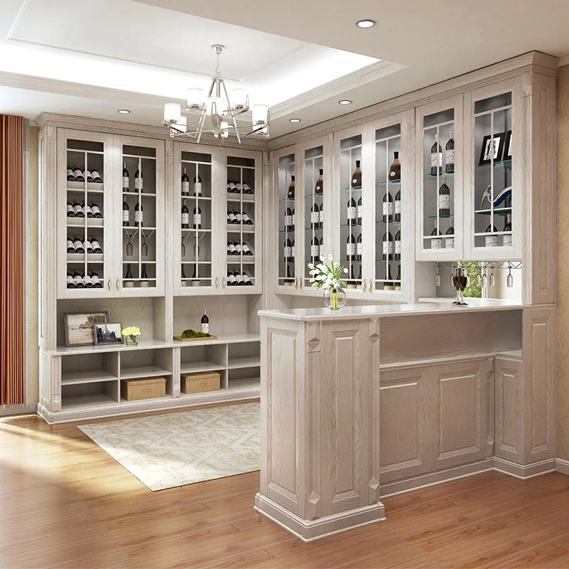 European Living Room White Wine Bar Cabinet With Storage Function