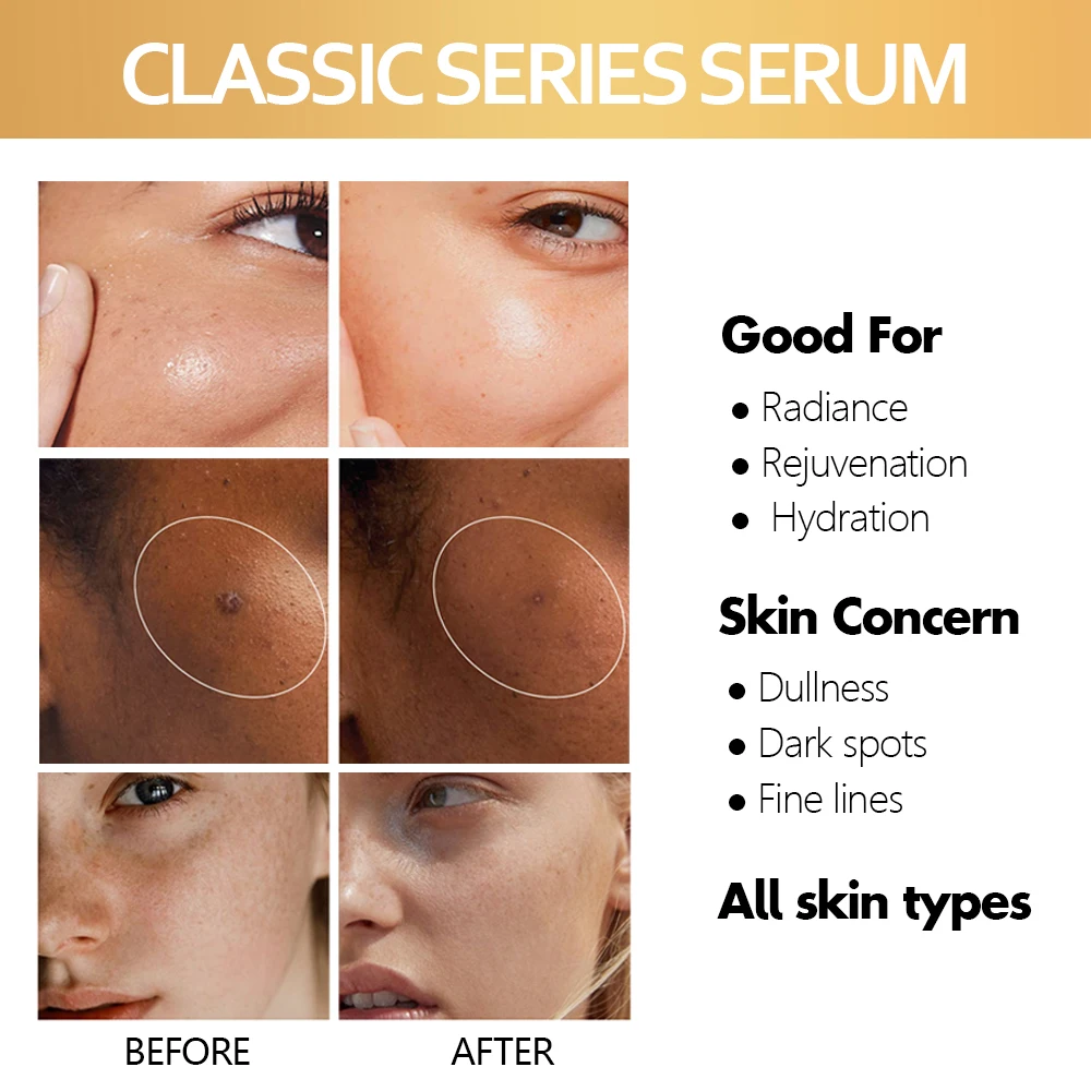 Custom Brand 24k Gold Serum Whitening Moisturizing 24k Gold Hyaluronic Acid Facial Essence Products Korean Skin Care Serum