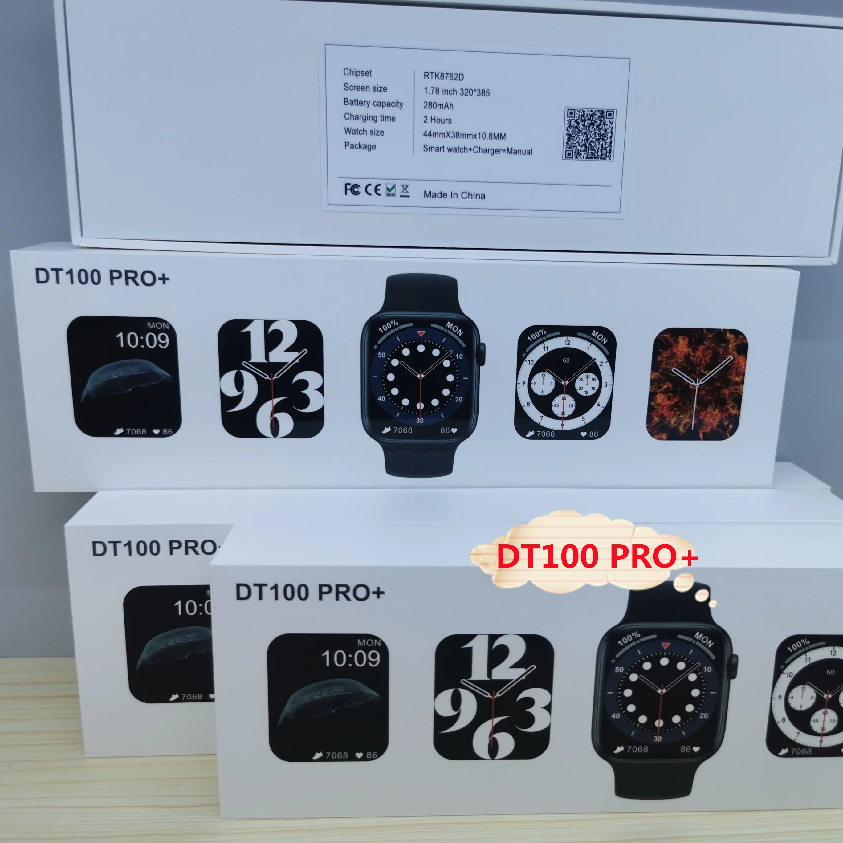 Smart Watch DT100 PRO+ Bt Call Custom Interface Ip68 Waterproof Encryption Protection Smart Split Screen Smartwatch Dt100 Pro+