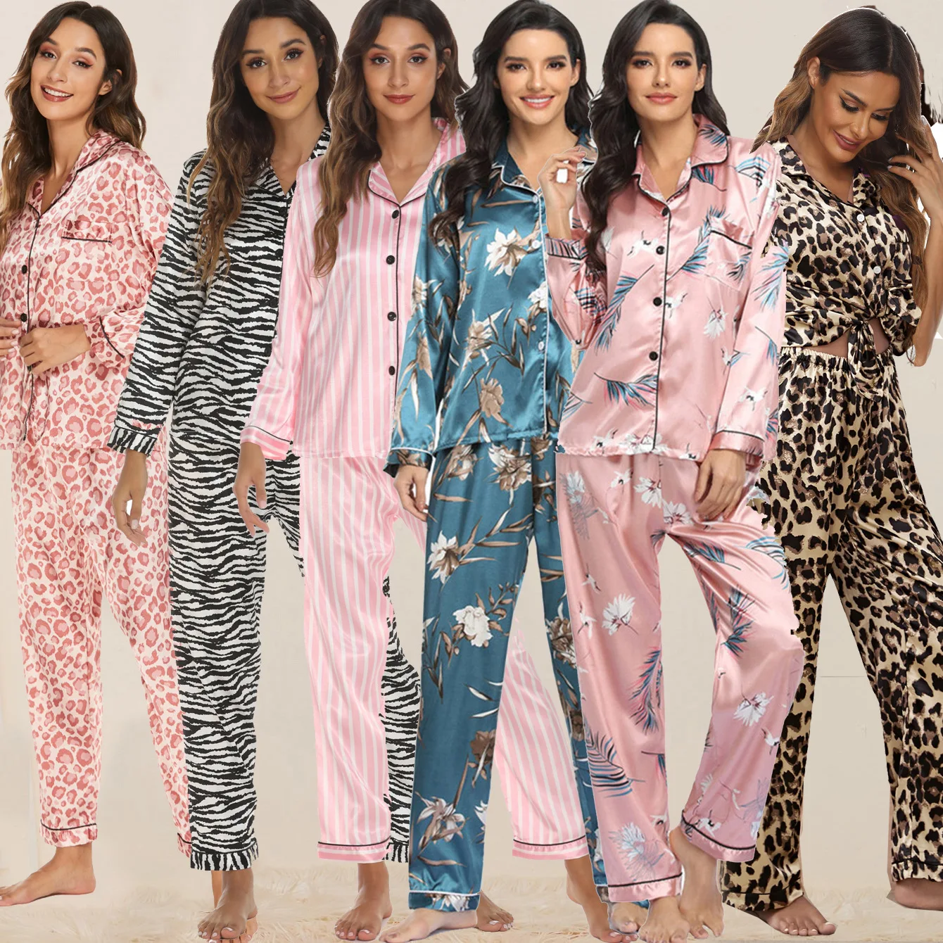 2022 Custom New Fashion Comfortable printing flower Pyjama Long Sleeve Woman 2 Pieces Set Women Pajamas