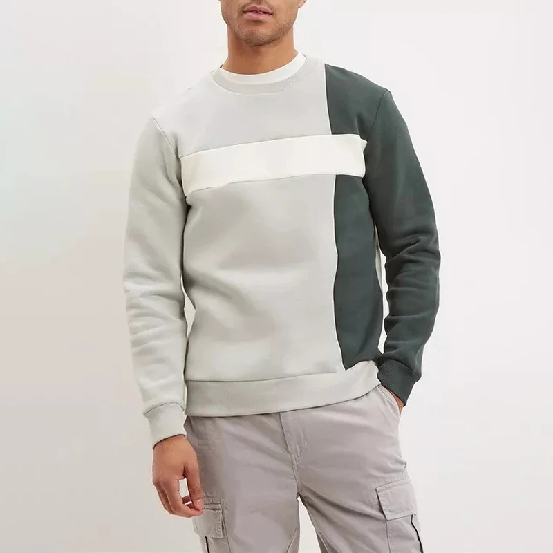 Spring Men Tracksuits Custom Men Clothing Hoodies New Sweatshirt Unique Design Tri Colour Block Sweatshirt