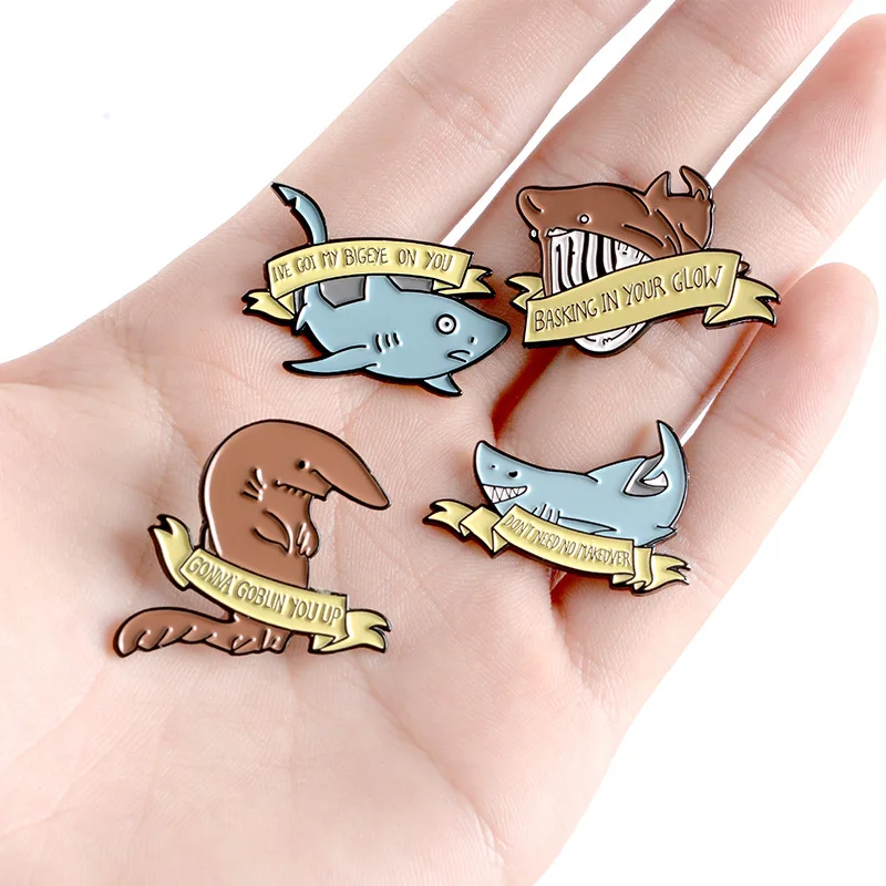 Whale Shark Enamel Brooches Pin Custom Flag Animal Lapel Pin Badge Shirt Cartoon Bag Sea Ocean Badges Lapel Pins Brooches